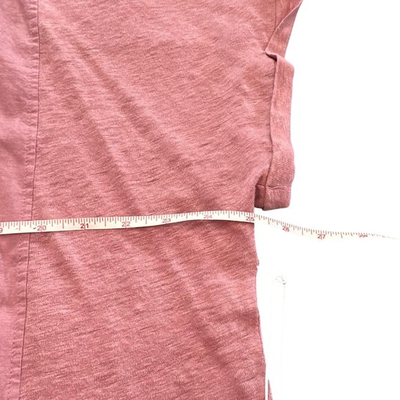 Chico's Shirt Size 3 XL NWT Pink V Neck Linen Knit Woven Seamed Tee Dusted Mauve - Picture 9 of 11